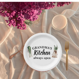 Modern Grandma's Kitchen Is Always Open Best Gift Paper Plate