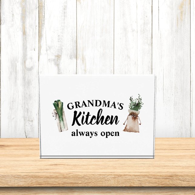 Modern Grandma's Kitchen Is Always Open Best Gift Photo Block (Creator Uploaded)