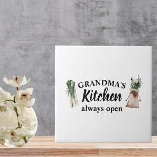 Modern Grandma's Kitchen Is Always Open Best Gift Tile