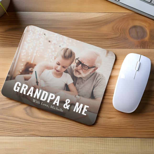 Modern Grandpa and Me Personalised Mouse Pad (Grandpa and Me custom mouse pad. )