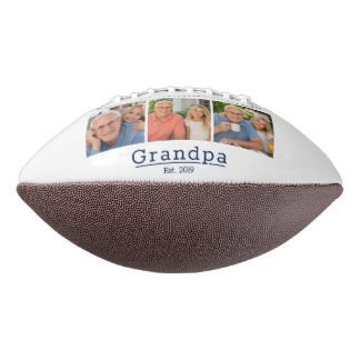 Modern Grandpa Est. Minimalist Typography 3 Photo Football