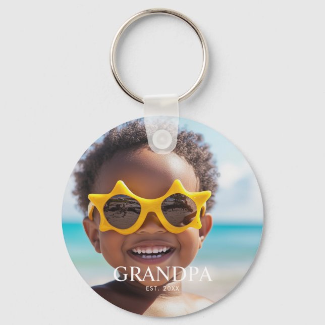Modern Grandpa Established Photo Key Ring (Front)