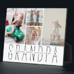 Modern Grandpa Photo Collage Plaque<br><div class="desc">Modern grandpa photo collage plaque featuring 5 pictures,  the text grandpa,  two little hearts that can be changed to any color by using the 'customize further' option and children's names. Beautiful keepsake gift to let grandad know how much he is loved by his family.</div>