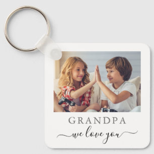 Modern Grandpa We Love You Grandchildren 2 Photo Key Ring