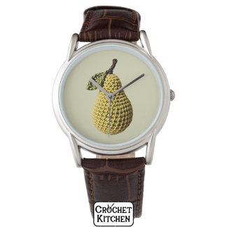 Modern Granny Yellow Green Crochet Pear Fruit Watch