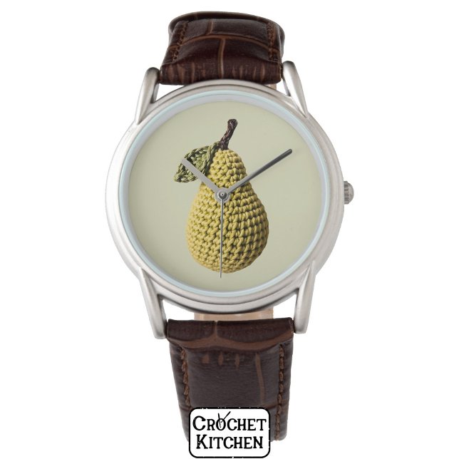 Modern Granny Yellow Green Crochet Pear Fruit Watch (Creator Uploaded)
