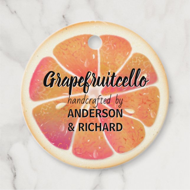 Modern Grapefruit Fruit Grapefruitcello Favour Tags (Front)