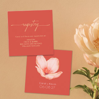 Modern grapefruit red wedding shower registry enclosure card