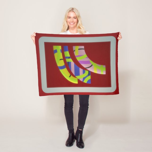 Modern Graphic art design tubes rainbow colours Fleece Blanket (In Situ)