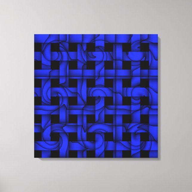 Modern Graphic Blue Weave Pattern Canvas Wall Art (Front)