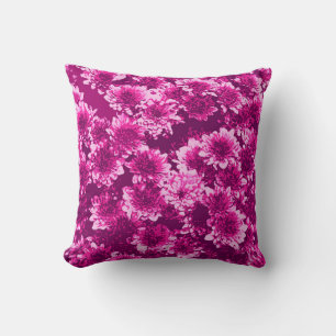 Modern Graphic Dahlia Pattern, Amethyst Purple Cushion