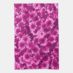 Modern Graphic Dahlia Pattern, Amethyst Purple Tea Towel