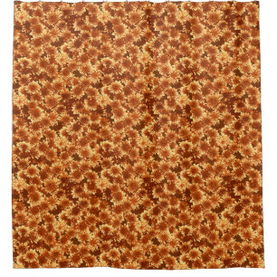 Modern Graphic Dahlia Pattern, Brown and Gold Shower Curtain