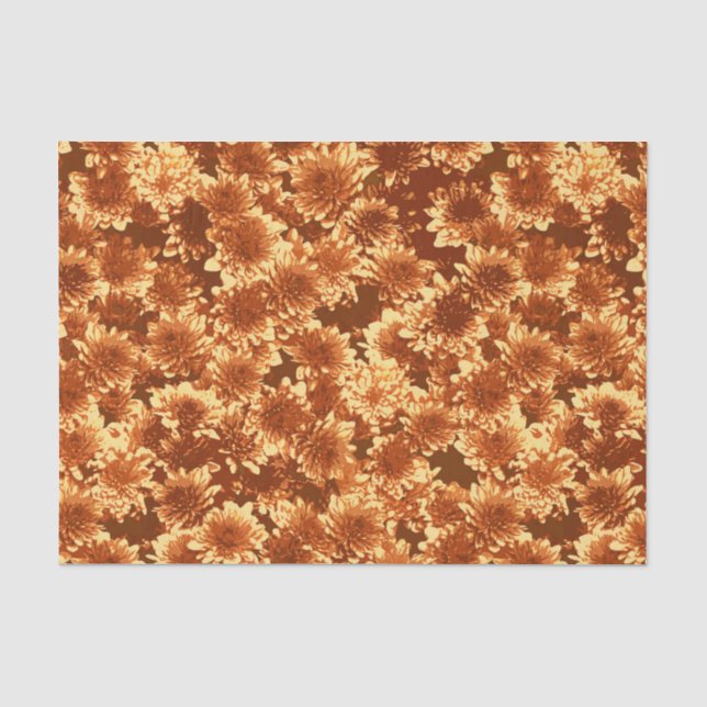 Modern Graphic Dahlia Pattern, Brown and Gold Tissue Paper (Front)