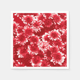 Modern Graphic Dahlia Pattern, Dark Red and White Napkin