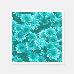 Modern Graphic Dahlia Pattern, Teal and Aqua Napkin