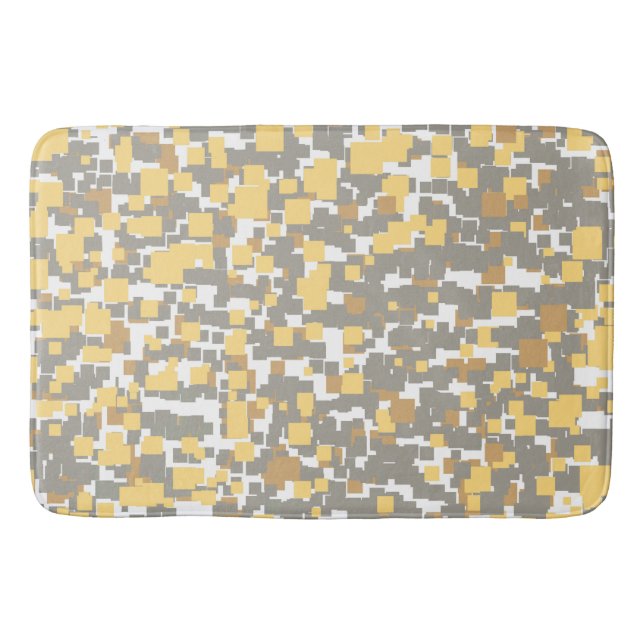Modern Graphic Grey, Gold and White Geometric Bath Mat (Front)