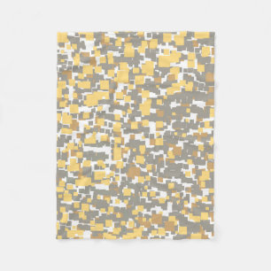 Modern Graphic Grey, Gold and White Geometric Fleece Blanket