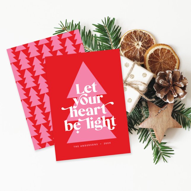 Modern graphic minimal Christmas red and pink Holiday Card (Creator Uploaded)