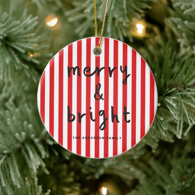 Modern graphic minimal Christmas red and white Ceramic Tree Decoration (Tree)
