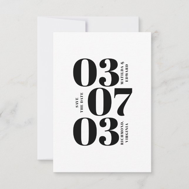 Modern, graphic minimal wedding save the date (Front)