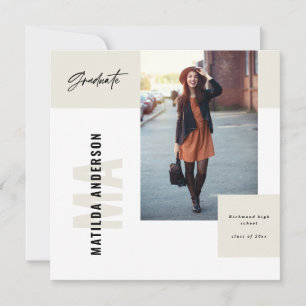 Modern graphic multi photo graduation party invite