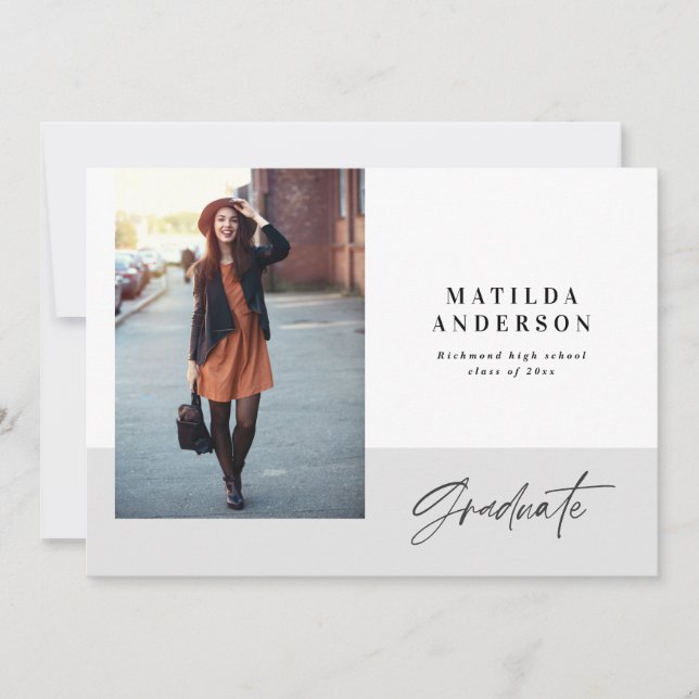 Modern graphic multi photo graduation party invite (Front)