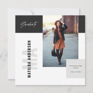 Modern graphic multi photo graduation party invite