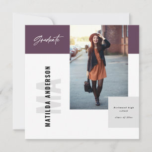 Modern graphic multi photo graduation party invite