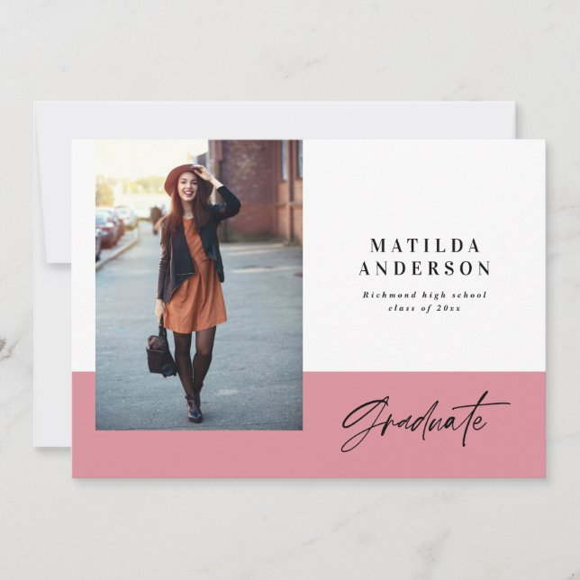 Modern graphic multi photo graduation party invite (Front)