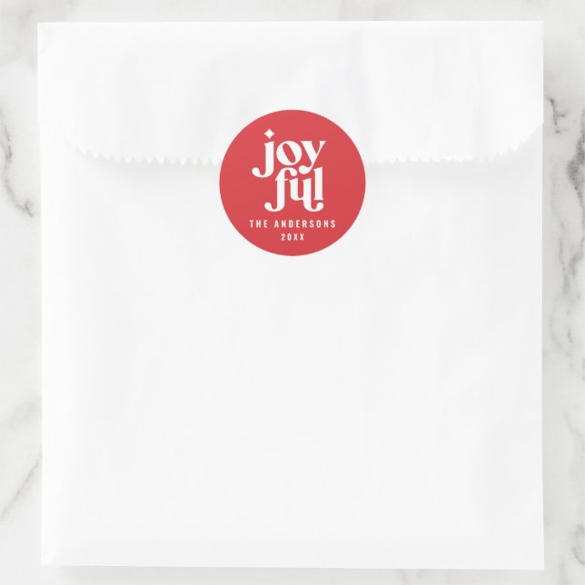 Modern graphic red typography christmas holiday classic round sticker (Bag)