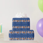 Modern graphic typography Multi photo dad blue Wrapping Paper<br><div class="desc">Modern graphic typography blue multi photo best dad ever birthday,  Christmas or fathers day gift wrap. Part of a collection.</div>
