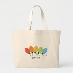 Modern Graphical Lights Christmas Large Tote Bag