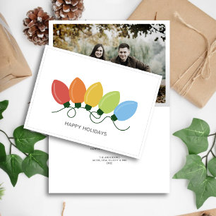 Modern Graphical Lights Christmas Photo Holiday Card