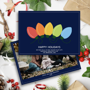 Modern Graphical Lights Christmas Photo Holiday Card