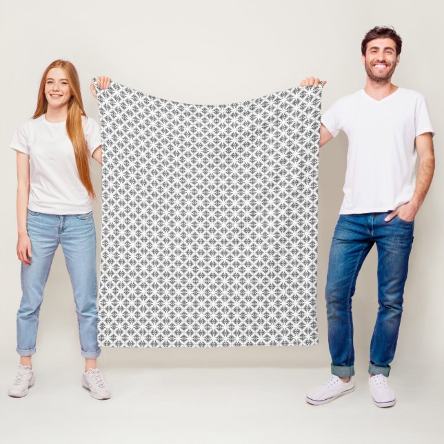 Modern Graphite Damask Pattern Fleece Blanket (In Situ)