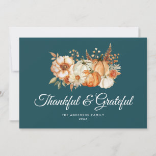Modern Grateful and thankful thanksgiving Holiday Card