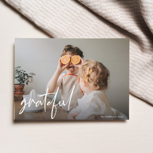Modern Grateful Photo   Happy Thanksgiving  Postcard