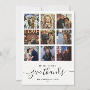 Modern Gratitude Script   9 Simple Photo Collage Holiday Card