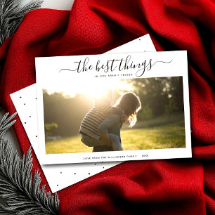 Modern Gratitude Script   Photo Minimalist Dots Holiday Card