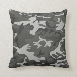 Modern Gray Abstract Camo Camouflage Cushion