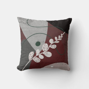 modern gray and brown leaves abstract earth tones  cushion