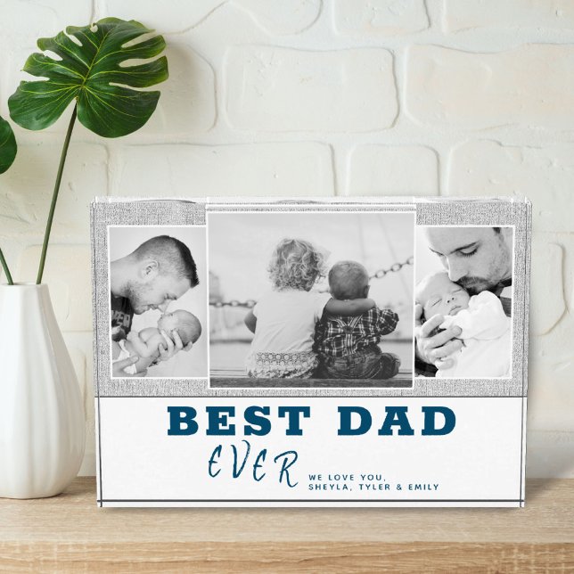 Modern Gray Best Dad Father`s Day 3  Photo Block (Creator Uploaded)