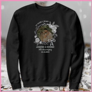 Modern Gray & Black Floral 10th Anniversary Photo Sweatshirt