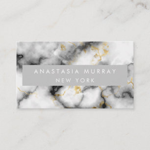 Modern Gray Black & White Marble Minimalist Luxury Business Card