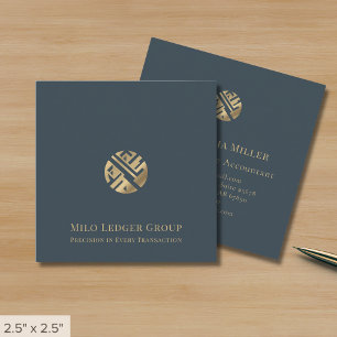 Modern Gray Gold Logo Square Business Card