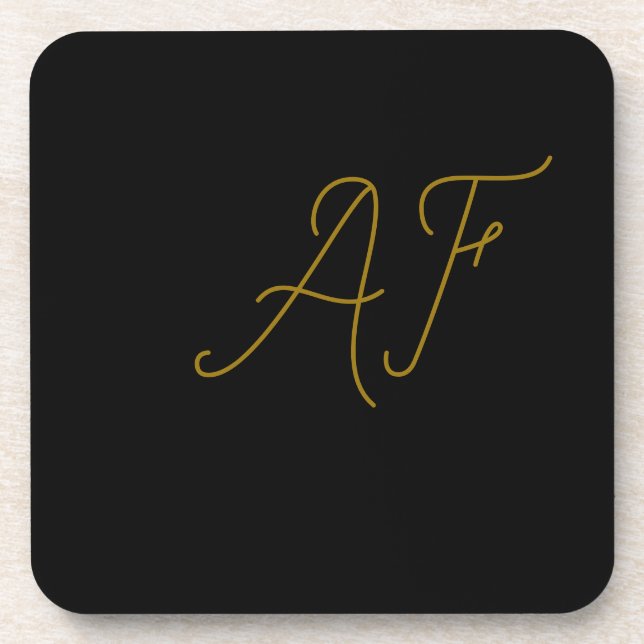 Modern Gray Gold Monogram Initials Design Coaster (Front)