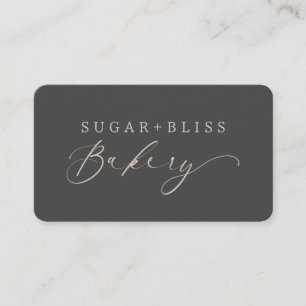 Modern Gray Light Brown Script Bakery Small  Busin Business Card