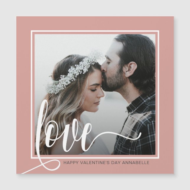 Modern Gray Love Script Photo Valentine's Day (Front)