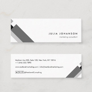 modern gray minimalist geometric pattern mini business card